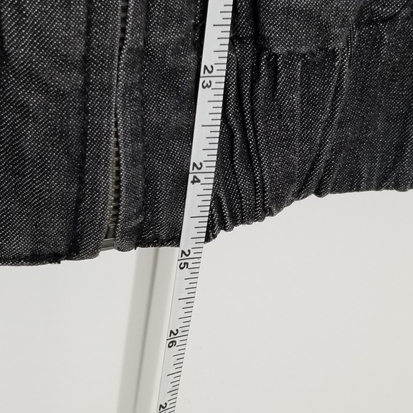 DENIM Dynamite Black Jean Elastic Waist 3/4 Sleeve Cotton Blend Zip Front Jacket - Picture 6 of 7
